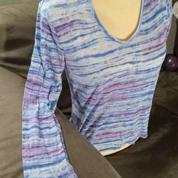 Jockey lightweight semi-sheer Blue/Purple/White v-neck hoody. - Picture 3 of 6